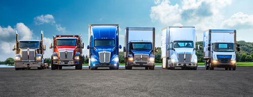 Line up of KW trucks